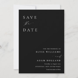 Ellesmere Black Minimalist Wedding Save The Date 招待状