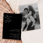 Ellesmere Black Minimalist Wedding Save The Date 招待状