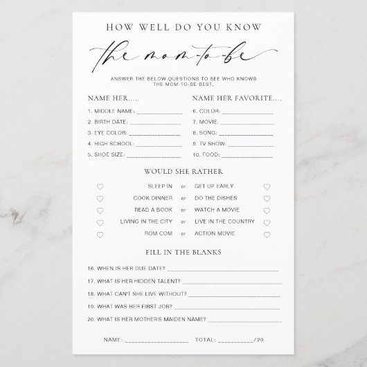 Ellesmere How Well Know The Mom-To-Be-Game (正面)