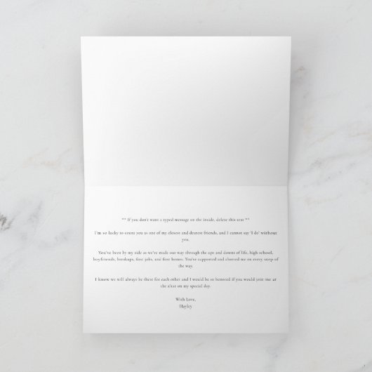 Ellesmere Maid Of Honor Proposal Folded Card カード (内部)