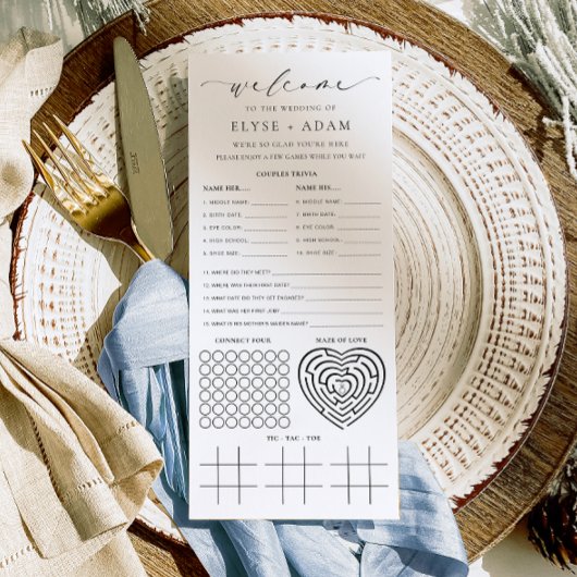 Ellesmere Minimalistの結婚クイズと メニュー