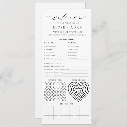 Ellesmere Minimalistの結婚クイズと 招待状 (正面/裏面)