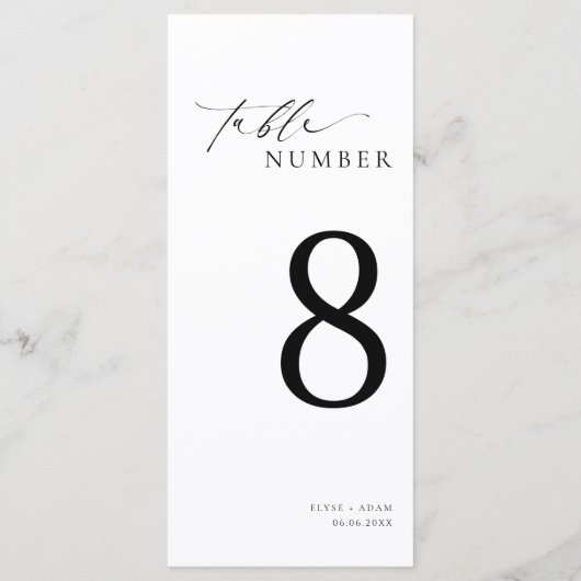 Ellesmere Minimalist Wedding Long Table Number メニュー (裏面)