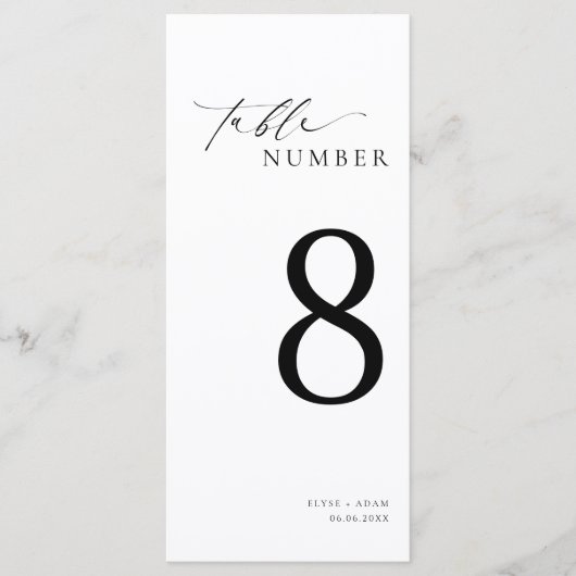 Ellesmere Minimalist Wedding Long Table Number メニュー (正面)