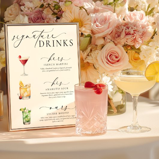 Ellesmere Modern Minimal Signature Drinks Sign ポスター