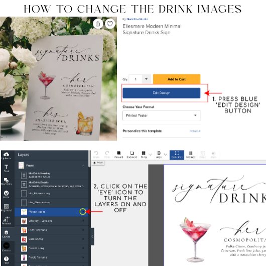 Ellesmere Modern Minimal Signature Drinks Sign ポスター