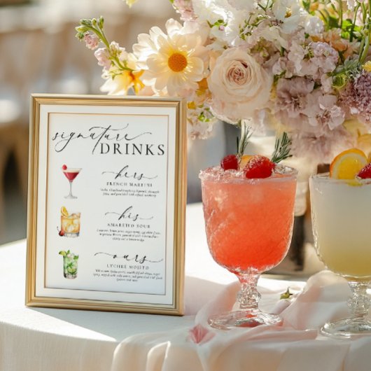 Ellesmere Modern Minimal Signature Drinks Sign ポスター