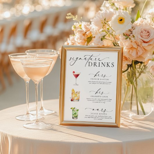 Ellesmere Modern Minimal Signature Drinks Sign ポスター