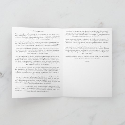 Ellesmere The Groom's Wedding Speech カード (内部)