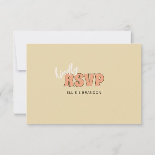 ELLIEシンプルレトロとQRはっきりしたコー結婚ド 出欠カード (正面)