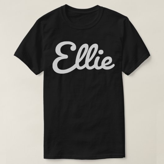 Ellieタイポグラフィ白い筆記体スクリプト Tシャツ (デザイン正面)