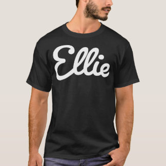 Ellieタイポグラフィ白い筆記体スクリプト Tシャツ