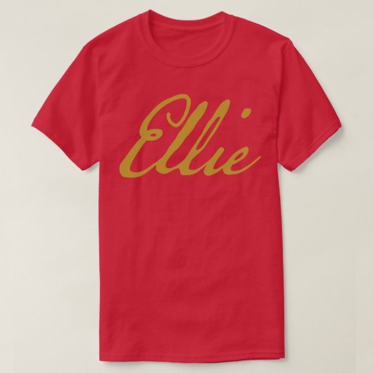 Ellieタイポグラフィ金ゴールドスクリプト Tシャツ (デザイン正面)