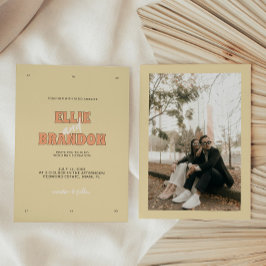 ELLIEレトロモダンはっきりしたタイポグラフィ結婚の 招待状