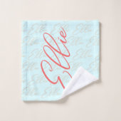 Ellie繰り返し名パターン バスタオルセット (ウォッシュタオル)
