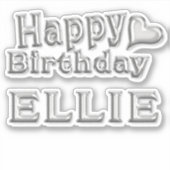 Ellie Happy Birthday silver Aufkleber Sticker シール (正面)