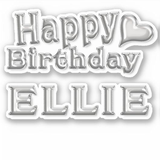Ellie Happy Birthday silver Aufkleber Sticker シール (正面)