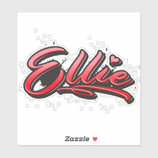Ellie red Heart Graffiti Aufkleber Sticker シール (シート)