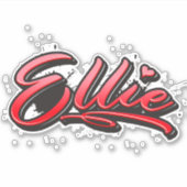 Ellie red Heart Graffiti Aufkleber Sticker シール (正面)