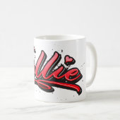 Ellie red Heart Graffiti Tasse Kaffeetasse コーヒーマグカップ (正面右)
