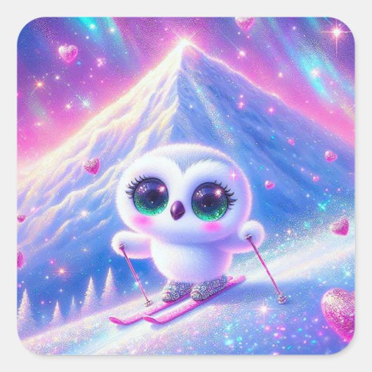 Ellie the Owl Stickers スクエアシール (正面)