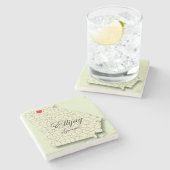 Ellijay、ジョージアのハートの地図のコースター、愛Ellijay ストーンコースター (横)