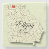 Ellijay、ジョージアのハートの地図のコースター、愛Ellijay ストーンコースター (正面)