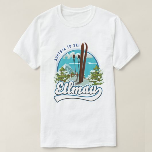 Ellmauオーストリアからスキーロゴ Tシャツ (デザイン正面)