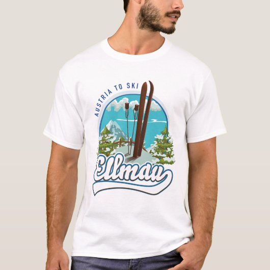 Ellmauオーストリアからスキーロゴ Tシャツ (正面)