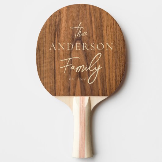 Elm Wood Hand Written Family Name 卓球ラケット (正面)