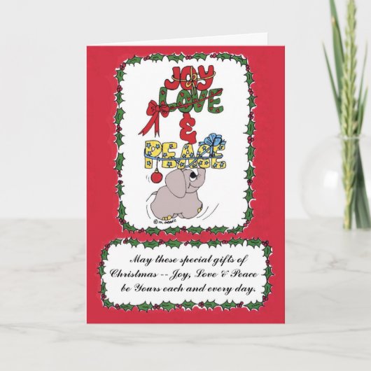 Elman象軸受けクリスマスのプレゼント シーズンカード (正面)