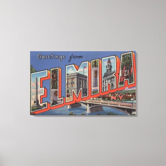 Elmira, New York - Large Letter Scenes キャンバスプリント (正面)