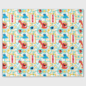 ElmoとCookieのモンスターおもしろいシェイプパターン ラッピングペーパー (フラット)