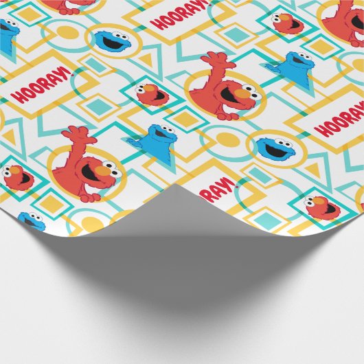 ElmoとCookieのモンスターおもしろいシェイプパターン ラッピングペーパー (角)