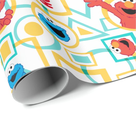 ElmoとCookieのモンスターおもしろいシェイプパターン ラッピングペーパー (ロールコーナー)