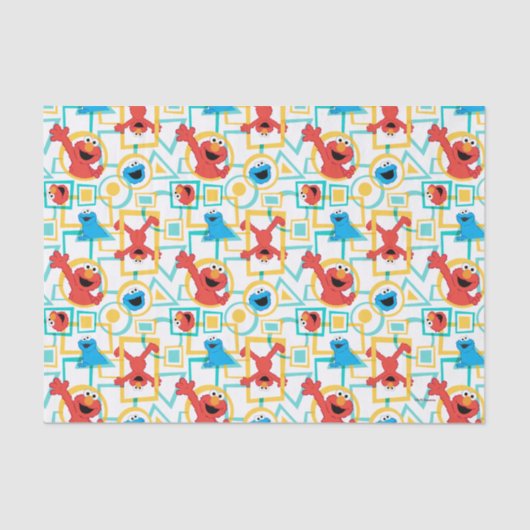 ElmoとCookieのモンスターおもしろいシェイプパターン 薄葉紙 (正面)