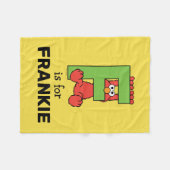 Elmo Alphabet | F Green フリースブランケット (正面(横))