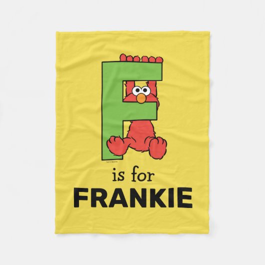 Elmo Alphabet | F Green フリースブランケット (正面)