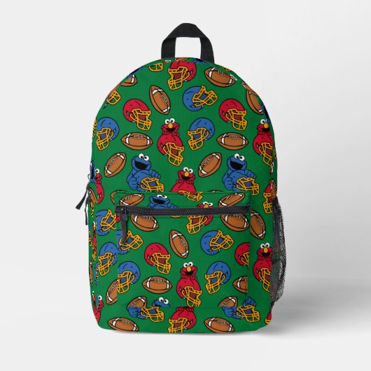 Elmo and Cookie Monster Football Pattern プリントバックパック (正面)