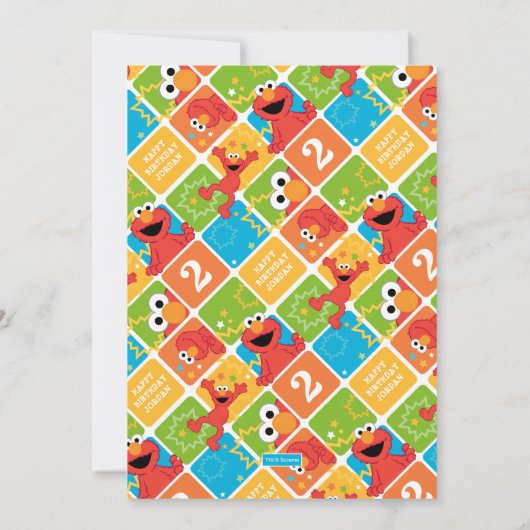 Elmo Color Block Birthday Party 招待状 (裏面)