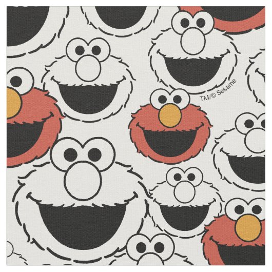 Elmo Color Pop Face Pattern ファブリック (クローズアップ)