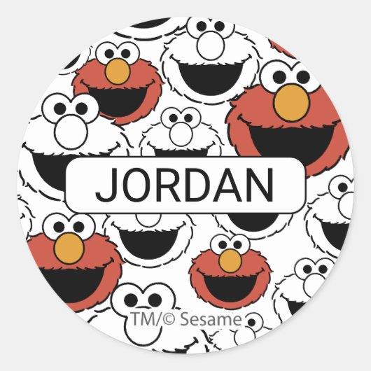 Elmo Color Pop Face Pattern ラウンドシール (正面)