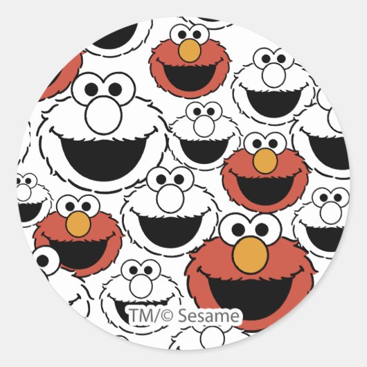 Elmo Color Pop Face Pattern ラウンドシール (正面)