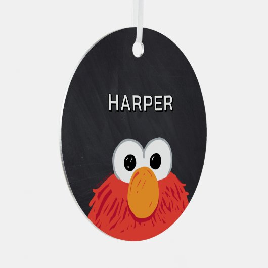 Elmo Face Chalkboard | Customized Name & Photo メタルオーナメント (正面右)