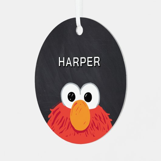 Elmo Face Chalkboard | Customized Name & Photo メタルオーナメント (正面左)