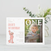 Elmo Pink Confetti 1st Birthday Celebration 招待状 (スタンド正面)