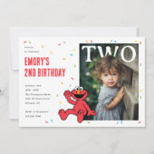 Elmo Red Confetti Second Birthday 招待状 (正面)