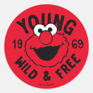 Elmo Skateロゴ – ヤング、ワイルド、1969年フリー ラウンドシール