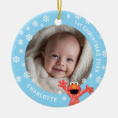 Elmo's Baby's 1st Christmas Photo Ceramic Ornament セラミックオーナメント (正面)