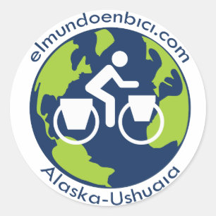 Elmundoenbici.comのロゴのステッカー ラウンドシール